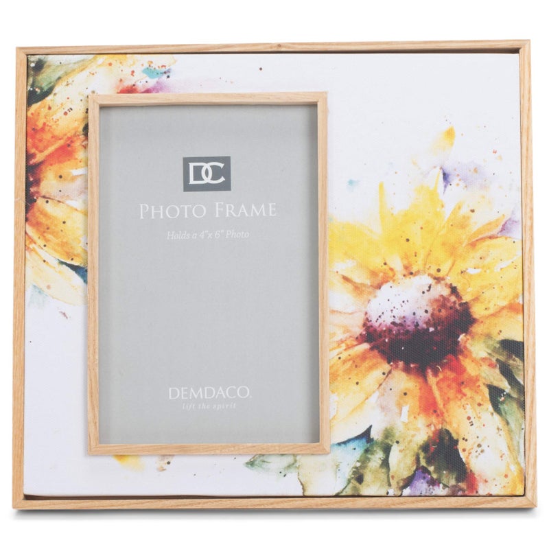 DEMDACO Dean Crouser Sunflower Yellow Flower Wall Art Holds 4 x 6 Photo in 8.75 x 7.75 Wood and Canvas Tabletop Picture Frame - Image 5